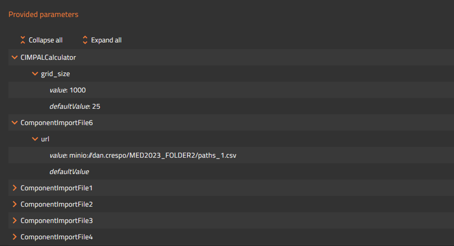 parameters panel